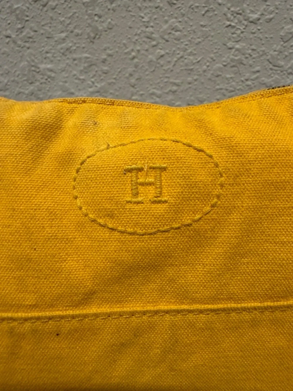 Hermes Yellow Canvas Cosmetic Pouch with Embossed H Logo